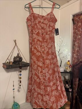 Angels Rust Floral Button-Front Sundress